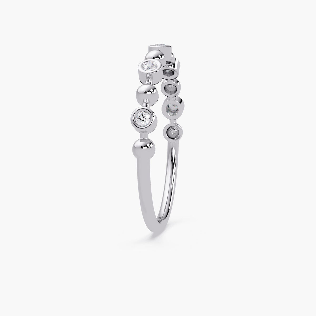 Bubble Bezel Diamond Band in 14K Gold, 2.5mm Solid Gold Natural Diamond Ring, Dainty Stacking Wedding Band Unique Fine Jewelry Gift for Wife