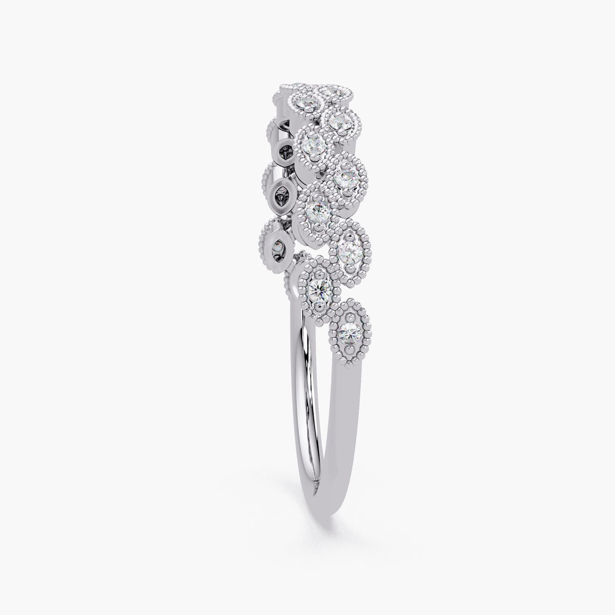 Marquise Eyelet Diamond Band in 14K Gold, Natural Diamond Milgrain Ring, Vintage-Inspired Wedding Band, Stacking Gift for Her