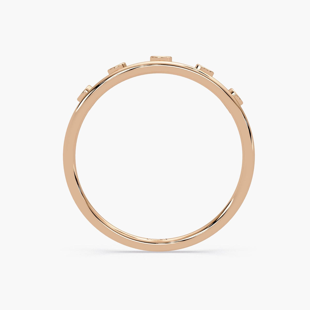 14K Gold Crown Diamond Ring, Bezel Tiara Band with Round Real Diamonds, Dainty Minimalist Stacking Ring Gift for Her
