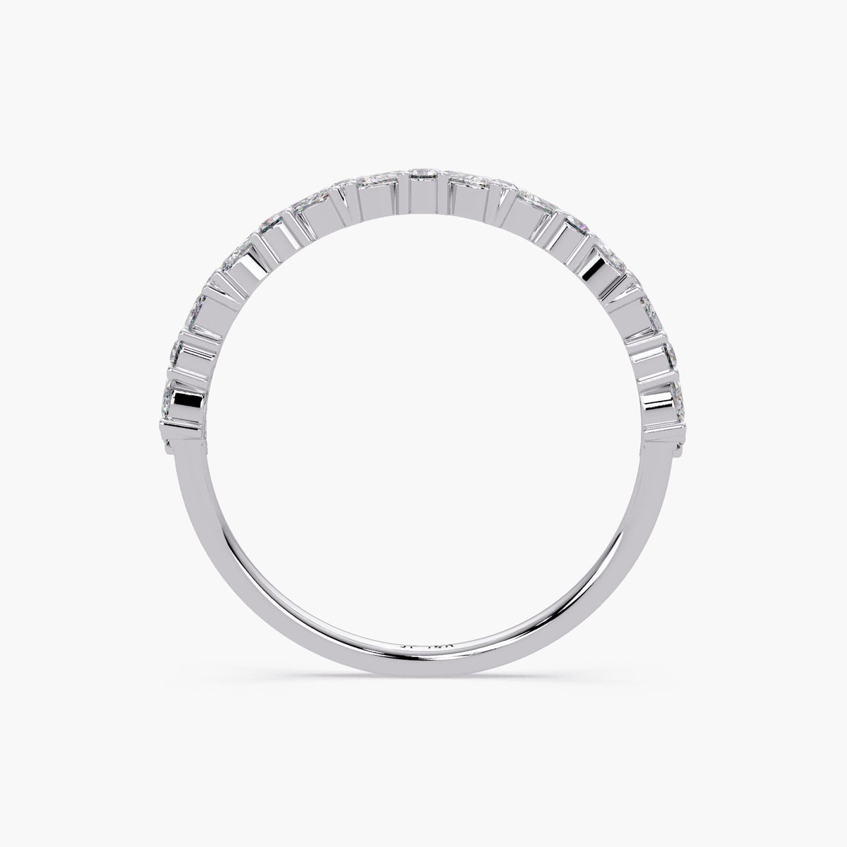 14K Gold Alternating Marquise & Round Diamond Band, Mix Cut Half Eternity Wedding Ring, Dainty Stacking Ring for Women