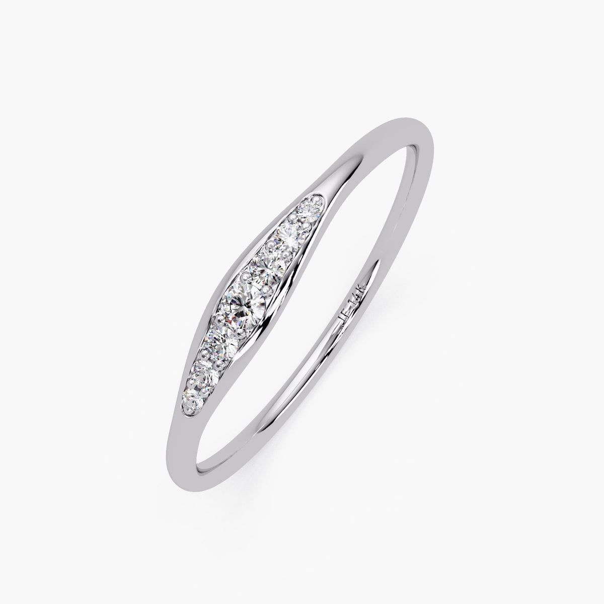 14K Gold Graduated Diamond Ring, Tapered Round Cut Band, Minimalist Stacking Ring, Graduation Gift for Her