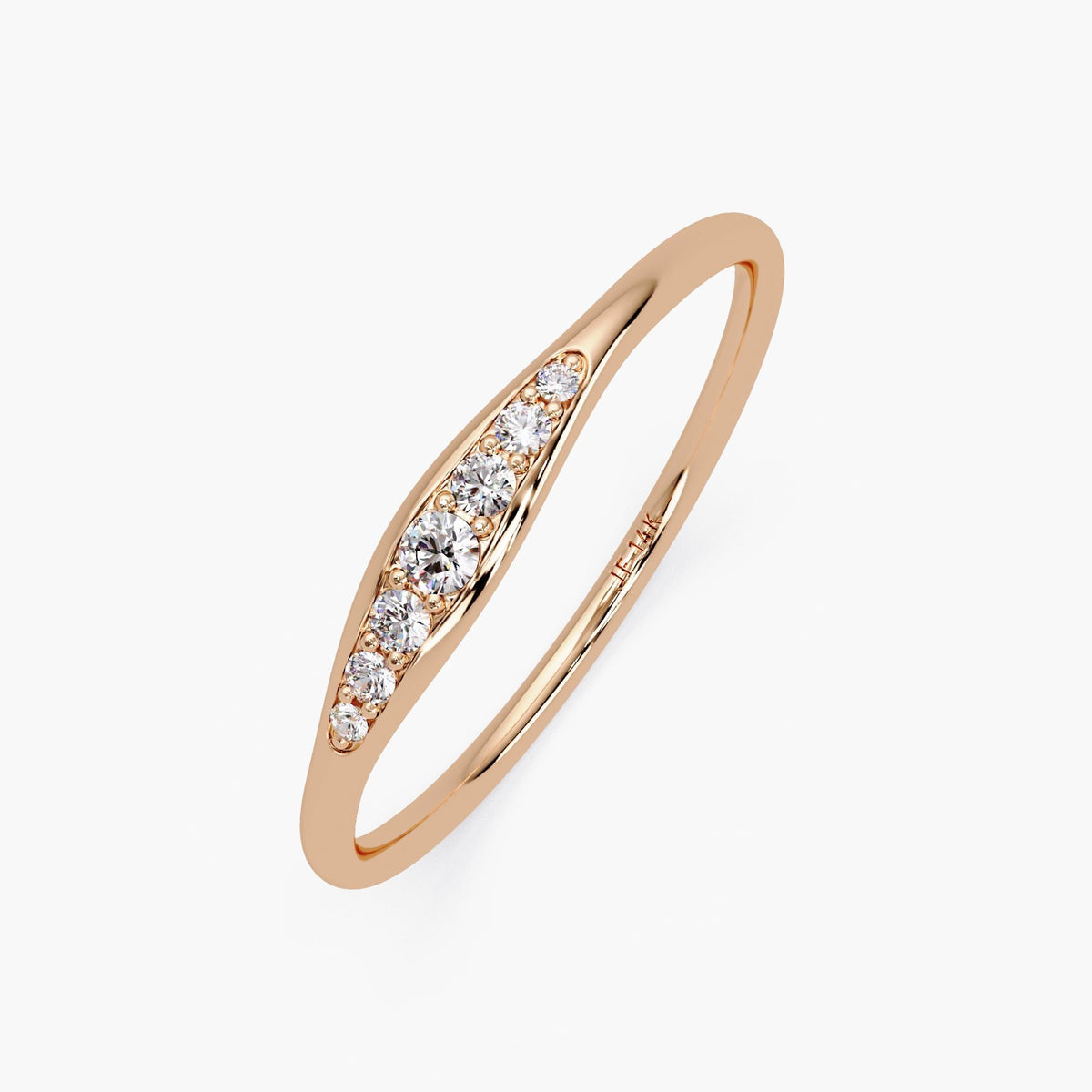 14K Gold Graduated Diamond Ring, Tapered Round Cut Band, Minimalist Stacking Ring, Graduation Gift for Her