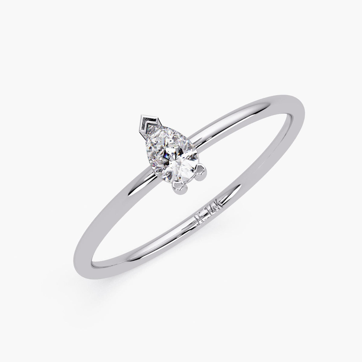 Pear Solitaire Diamond Ring in 14K Gold - 0.15 Ct Dainty Lab Grown Promise Ring - Thin Band Stacking Gift