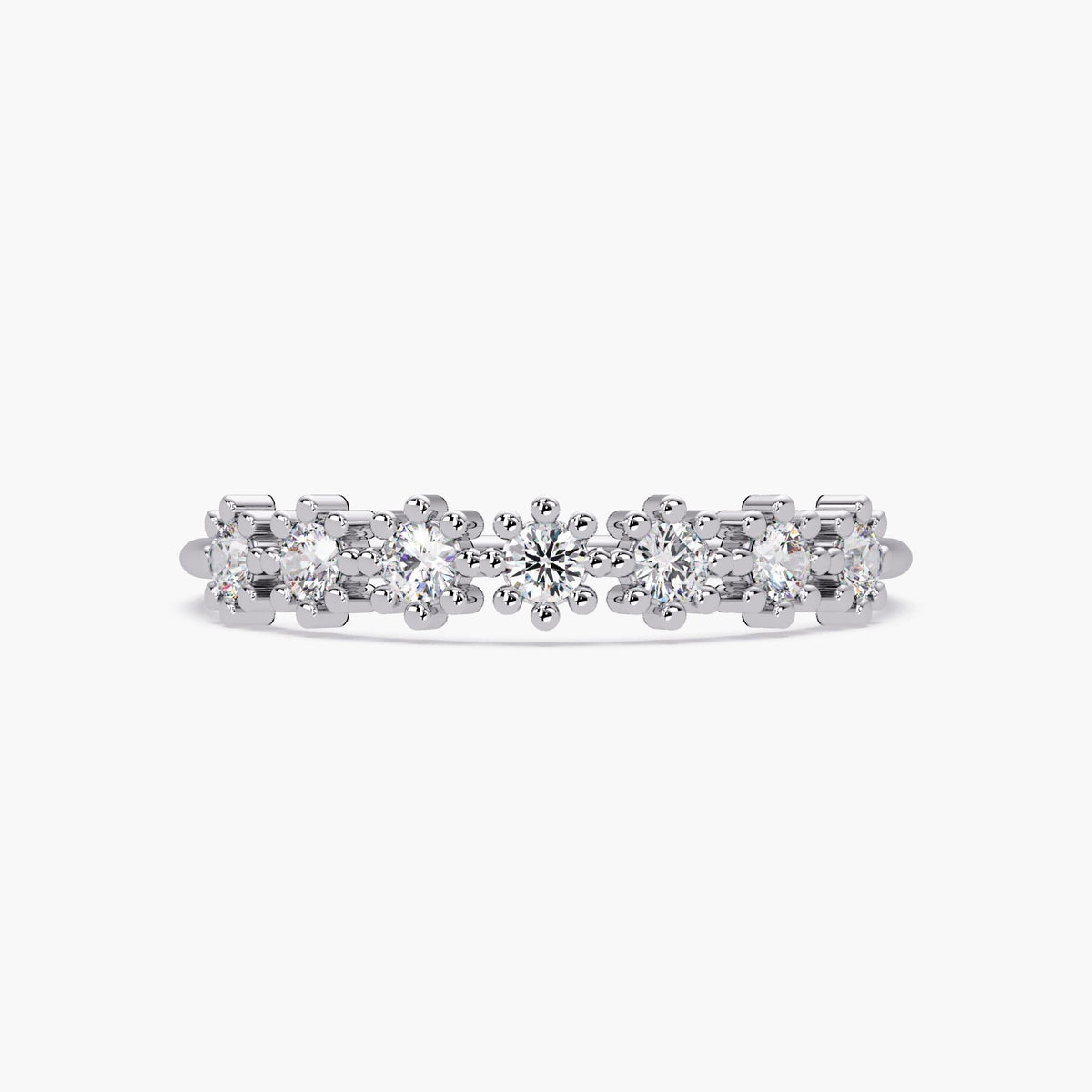 14k Gold Diamond Daisy Ring: Floral Stackable Ring