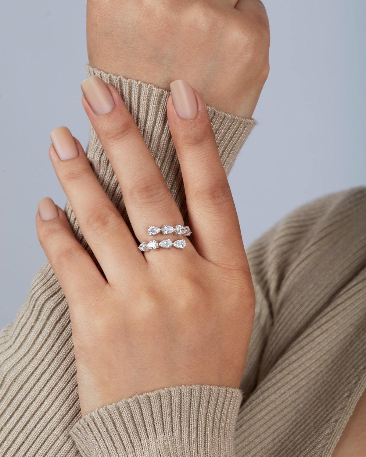 14K Gold Natural Diamond Wrap Ring, 1.85 CTW, Pear Cut