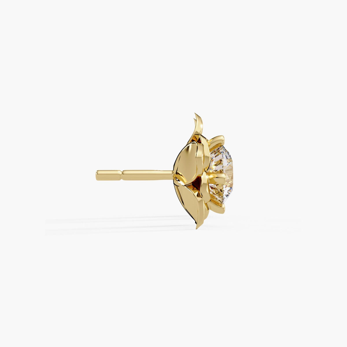 Floral diamond stud earrings in 14K yellow gold featuring round lab-grown diamonds set in a layered petal design. A gift for birthdays, weddings, or everyday wear. Perfect for weddings and summer style