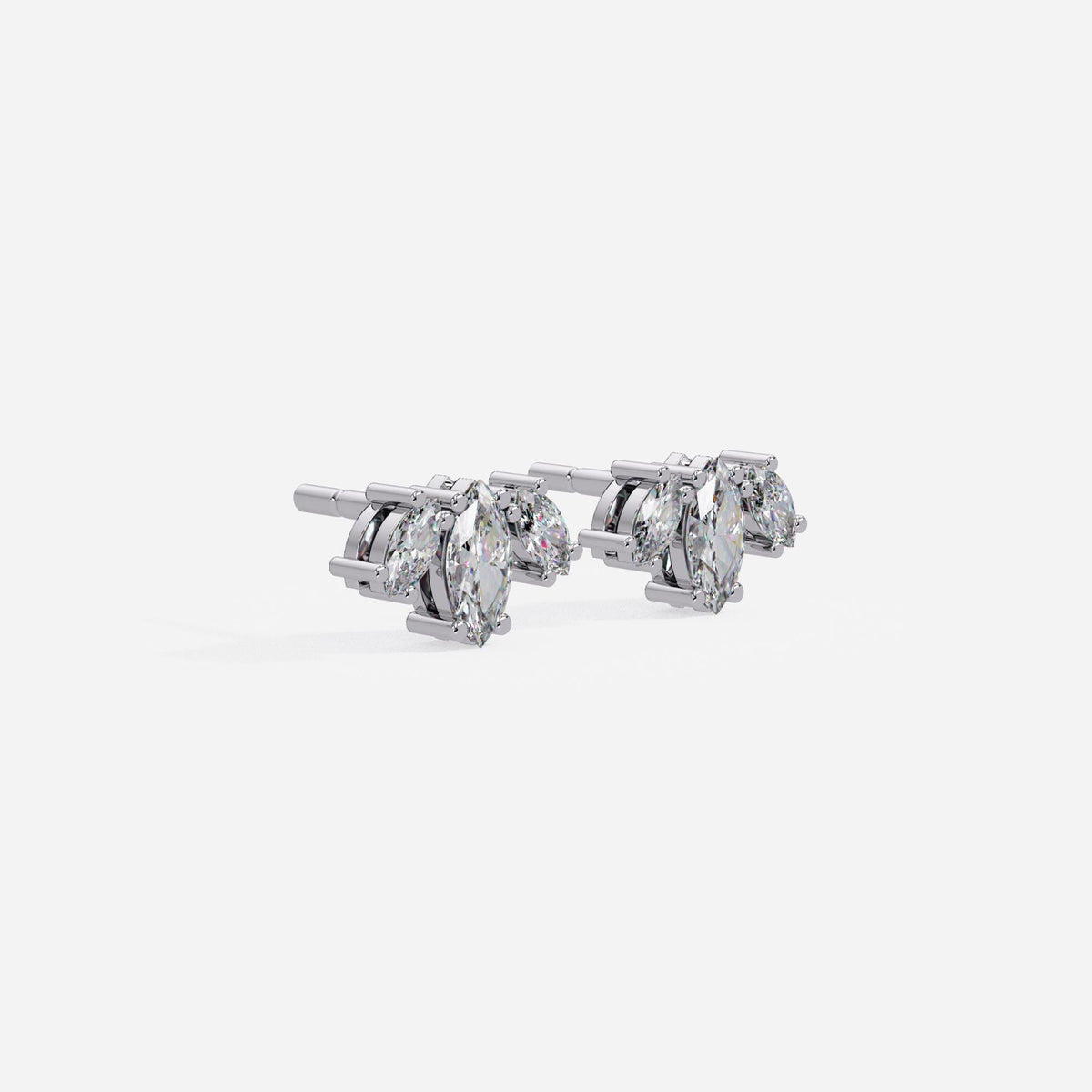 14K Gold Marquise Lab-Grown Diamond Lotus Stud Earrings, 0.50 Ctw