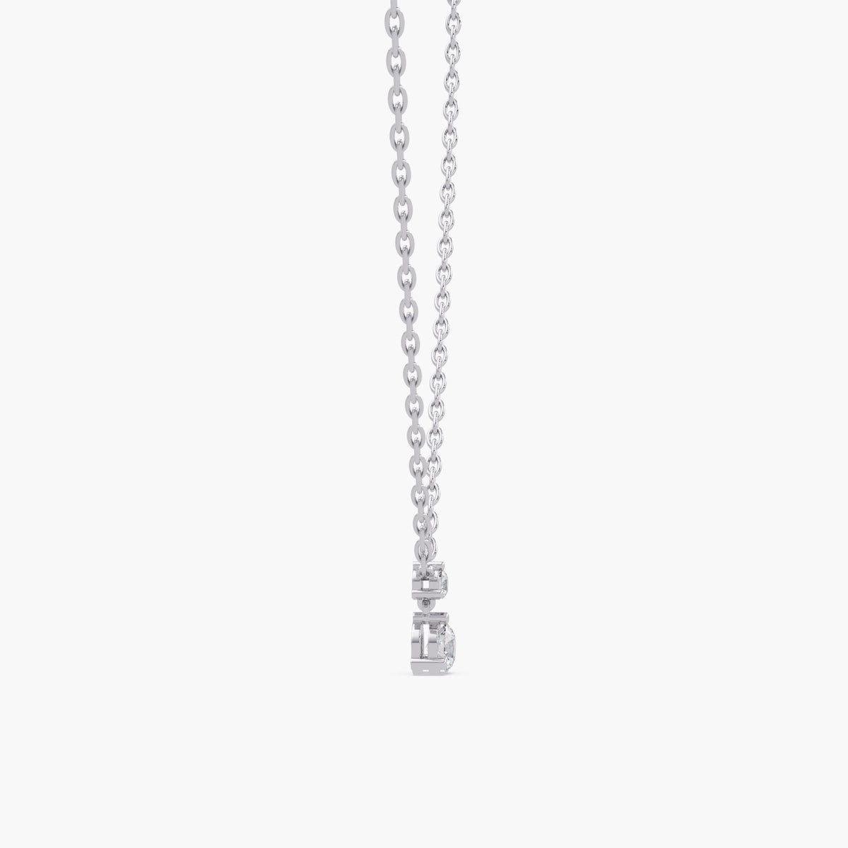 14K white gold pendant necklace with vertically stacked round lab diamonds