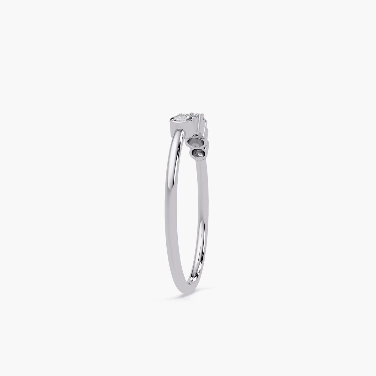 Natural Diamond and 14K White Gold gap ring. A Christmas gift idea, dainty gold ring with natural diamonds