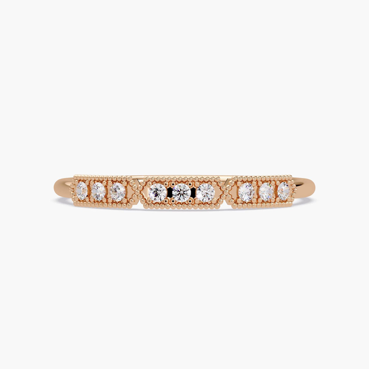 14k rose gold Delicate anniversary band with petite diamonds