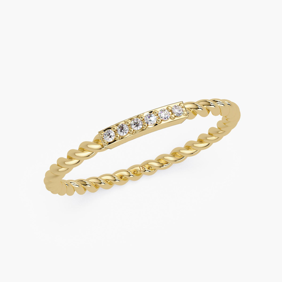 Minimalist rope-inspired diamond stacking ring for women