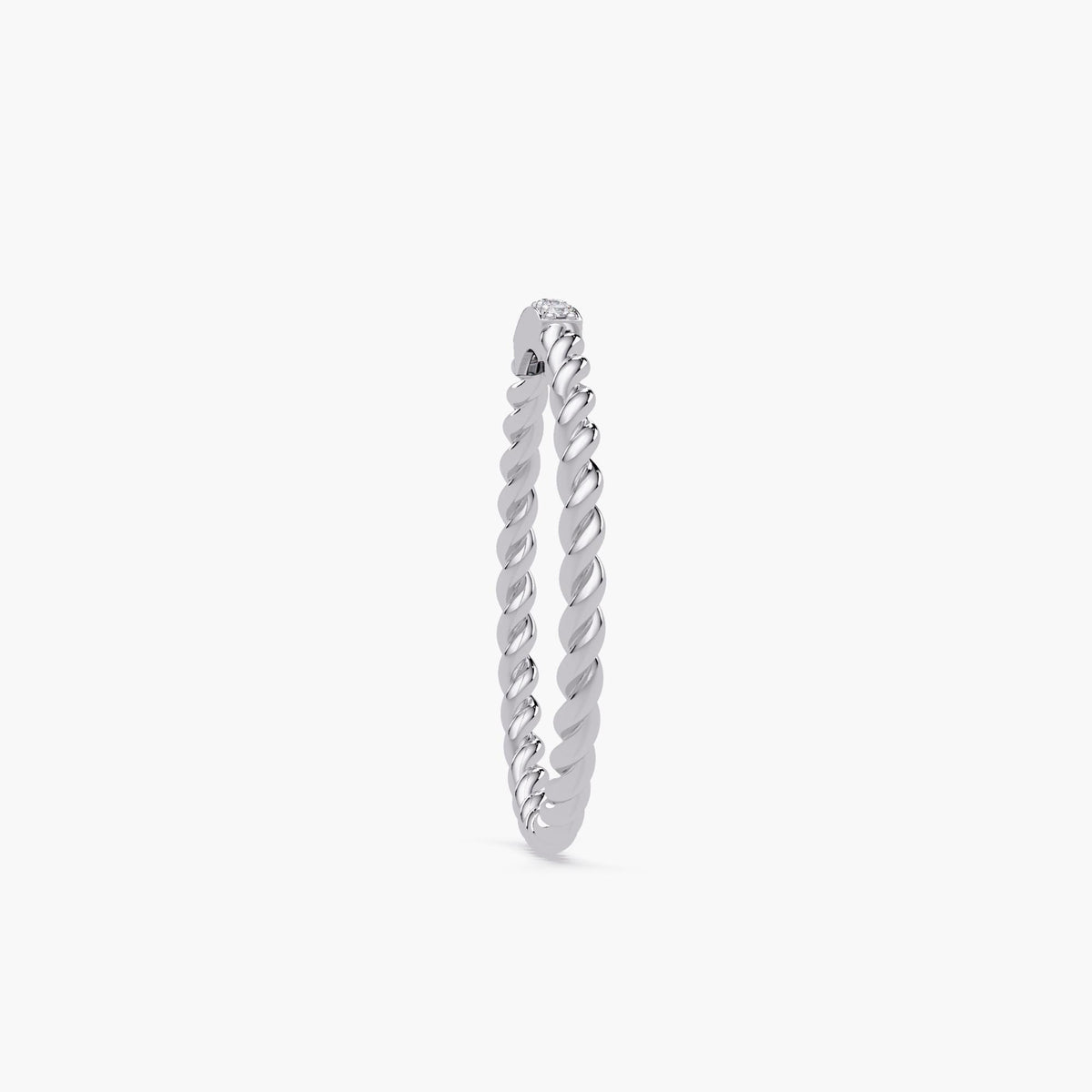 14k white gold twisted pavé diamond band with six natural diamonds