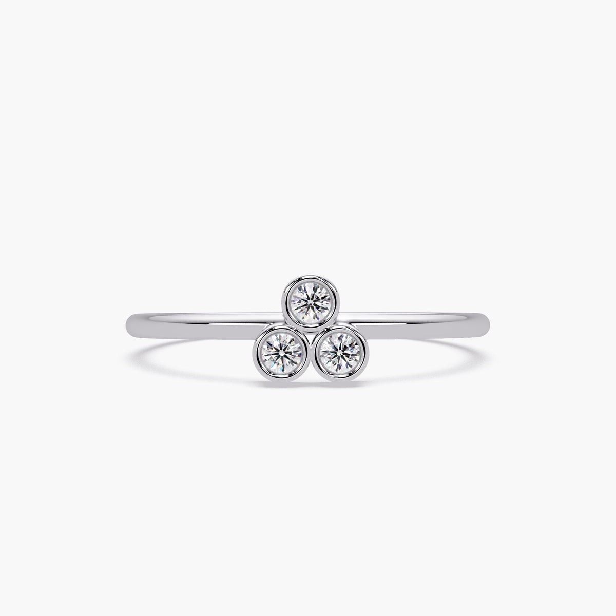 Triangle Diamond Ring in 14K Gold | Three Stone Bezel Natural Diamond Band | Dainty Stackable Gold Ring, Holiday Gift Jewelry
