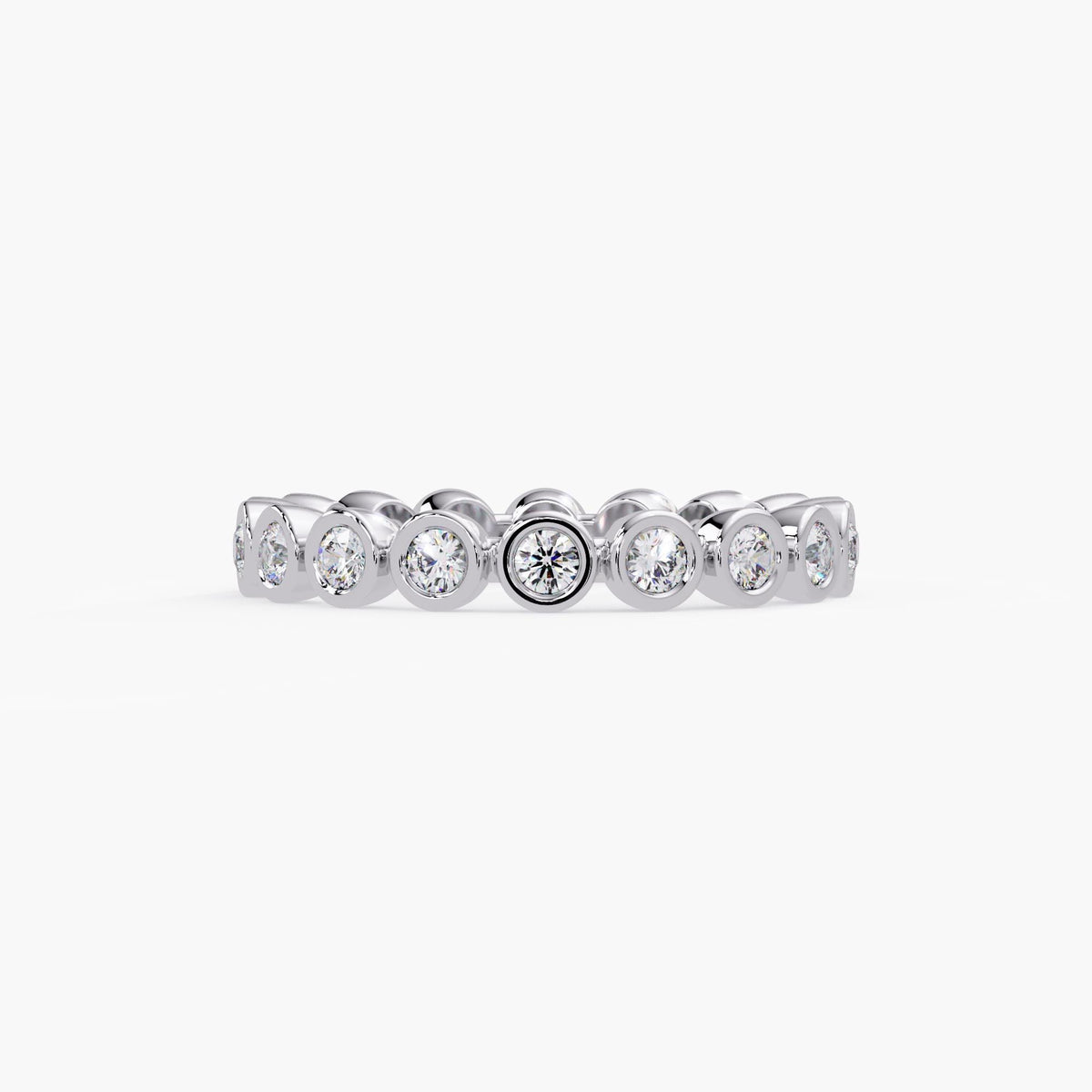 14K Gold Bezel Set Lab Diamond Eternity Band with Round Diamonds