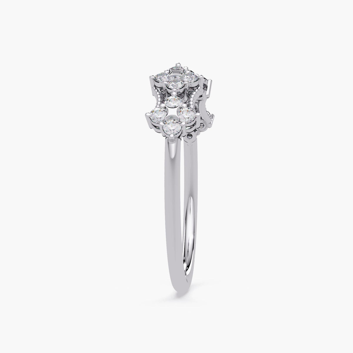 14k White Gold Diamond Cuff Ring