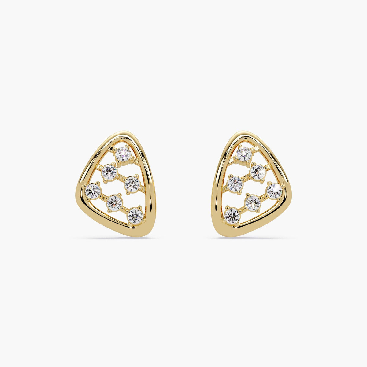 14K Gold Diamond Triangle Stud Earrings: Minimalist Geometric Jewelry