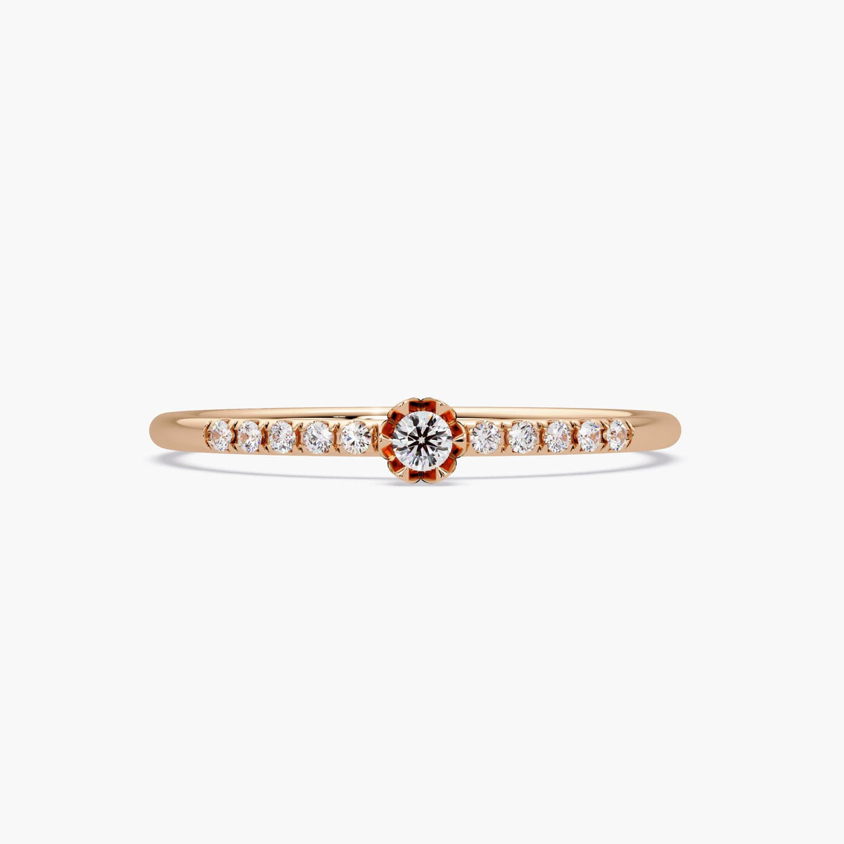 Handmade solid gold ring with 11 natural diamonds.