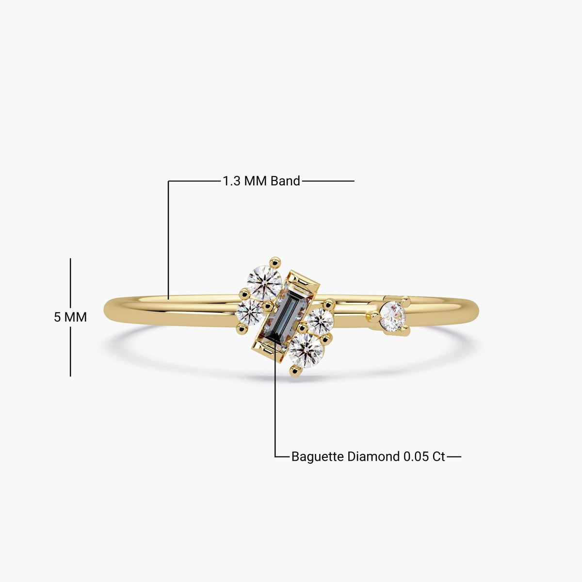 Unique cluster promise ring in yellow gold with six sparkling lab diamonds