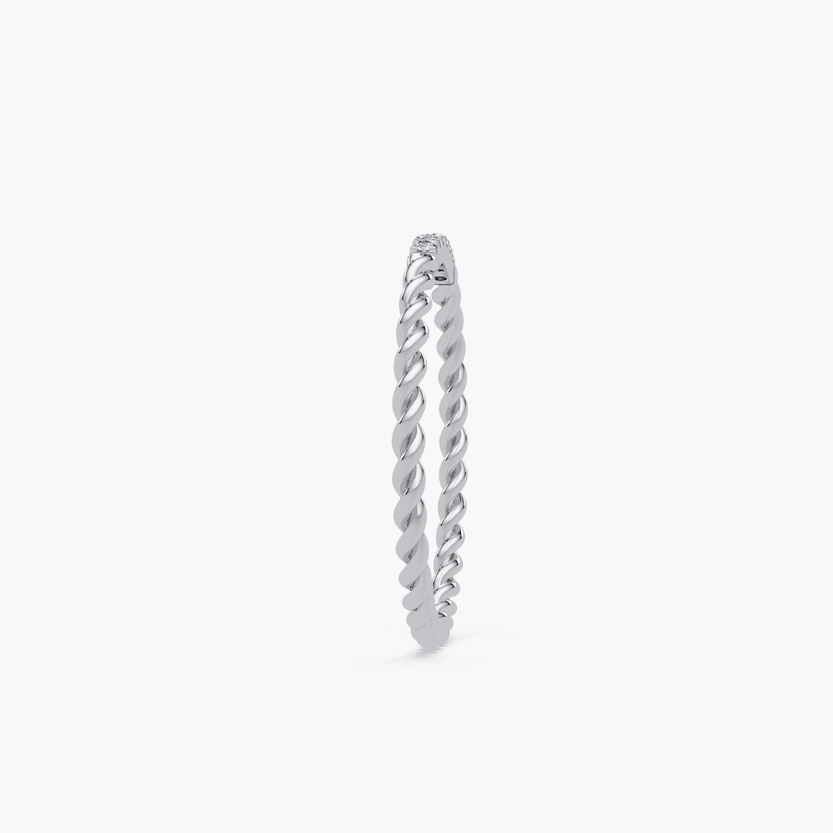 Handmade 14k white gold gold diamond ring, elegant twisted band for everyday wear