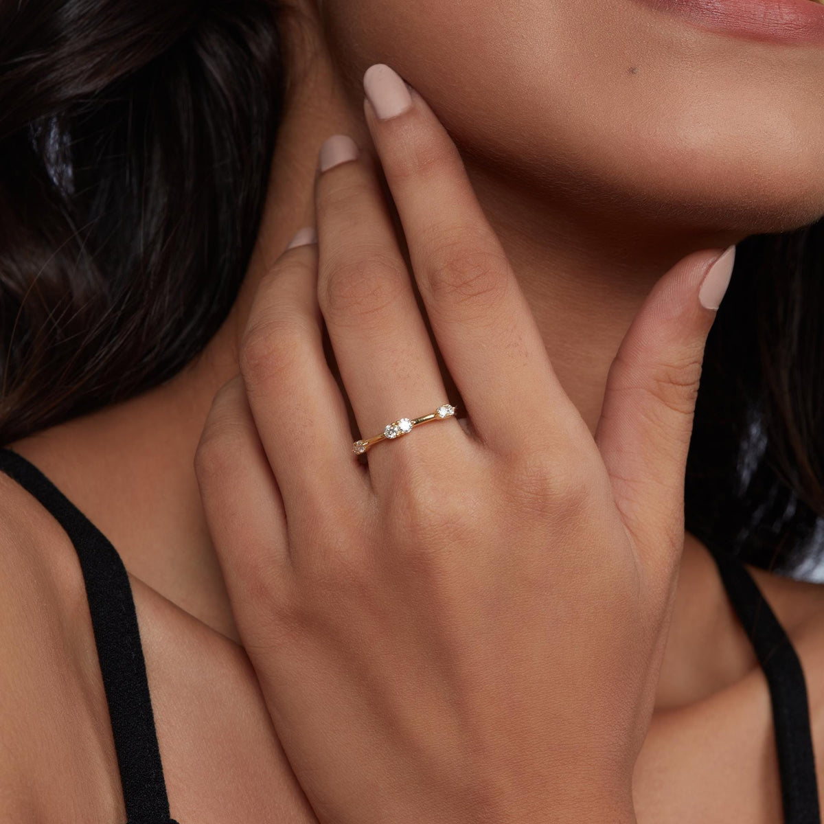 14K Gold Diamond Band: Thin Stacking Ring, 0.25 CTW