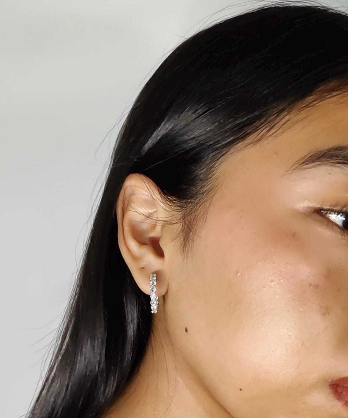 14K Gold 2 Ct Lab Grown Diamond Hoop Earrings - 19mm