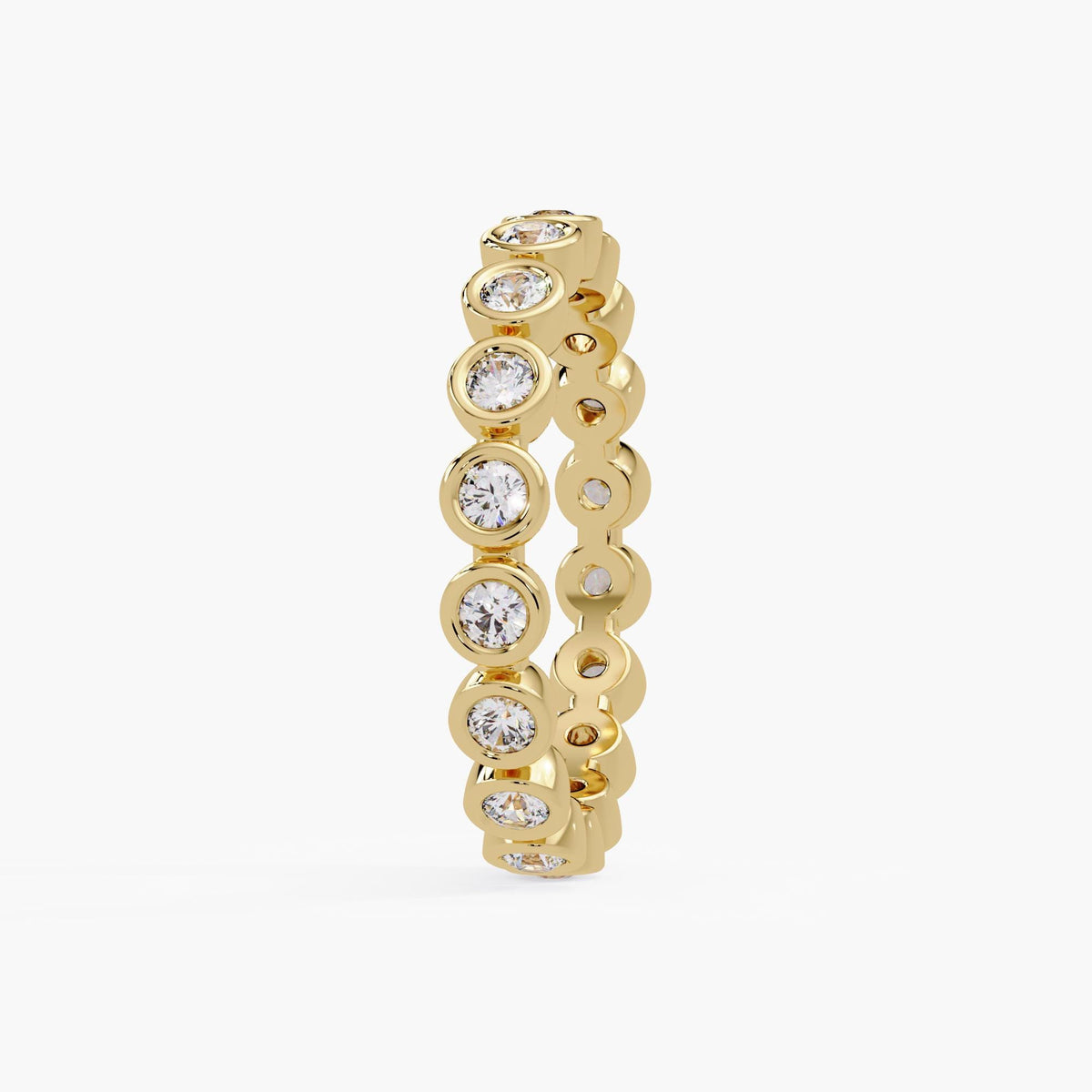 14K Gold Bezel Set Lab Diamond Eternity Band with Round Diamonds