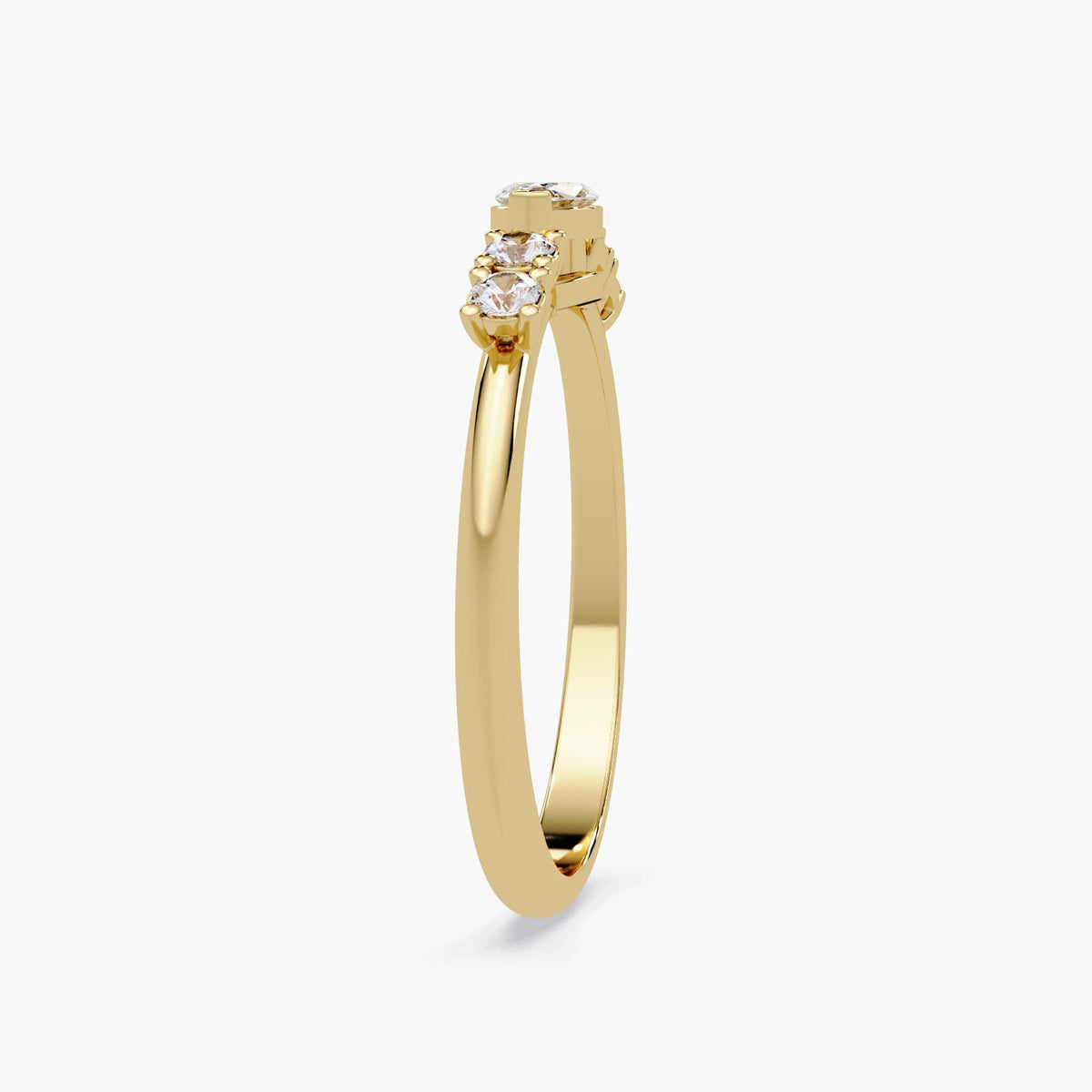14K yellow gold marquise diamond ring with round side stones, 0.25ct lab-grown stacking ring for everyday wear or promise gift.