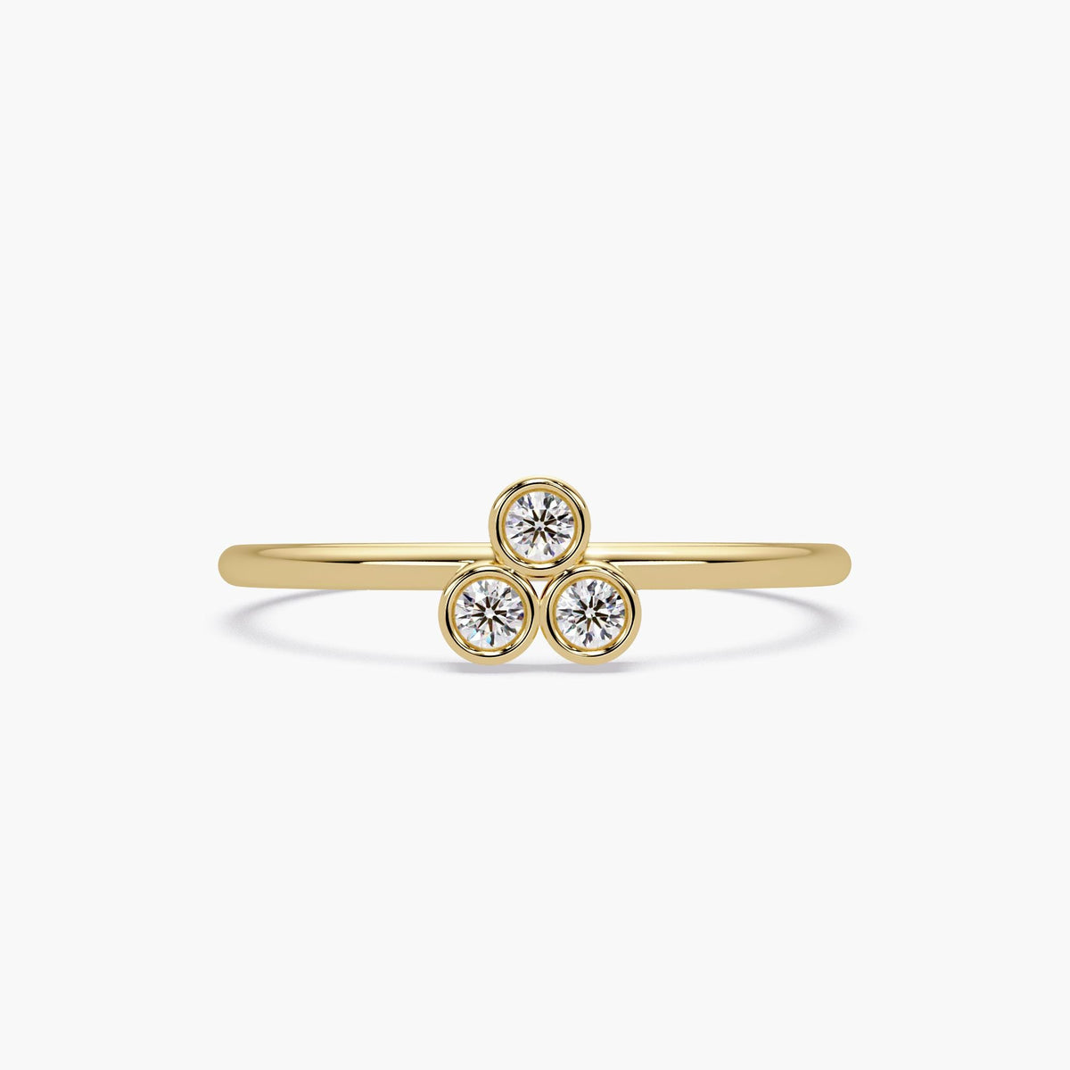 Triangle Diamond Ring in 14K Gold | Three Stone Bezel Natural Diamond Band | Dainty Stackable Gold Ring, Holiday Gift Jewelry