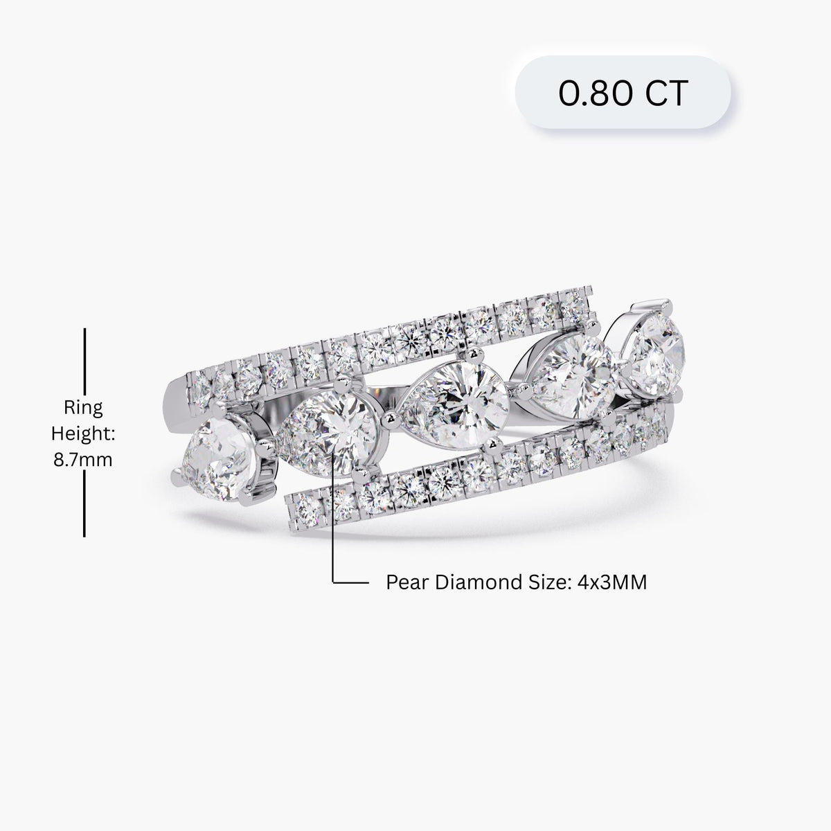 Scale illustration of gold diamond ring.