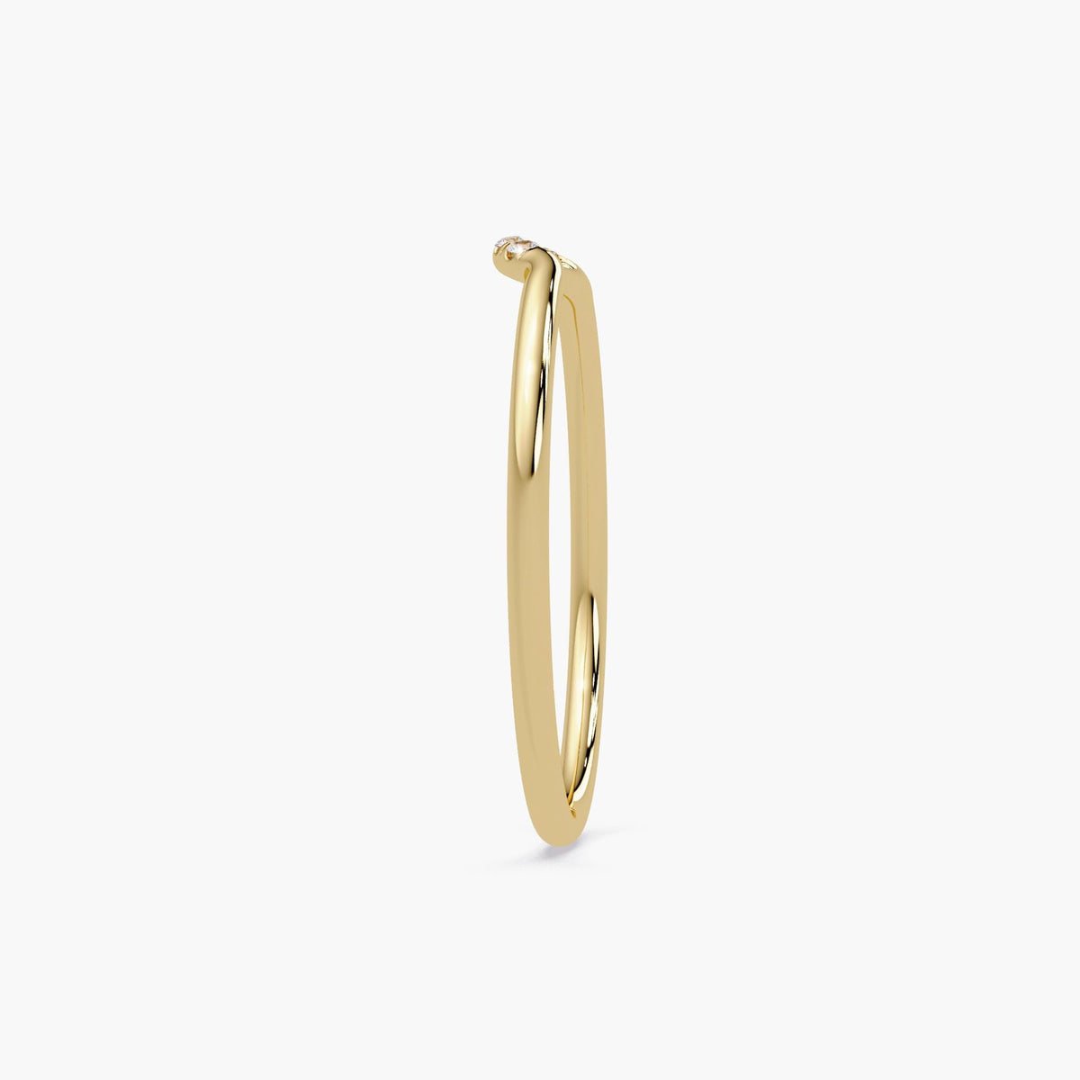 Side view of a delicate diamond band showing slim 1.3mm profile.