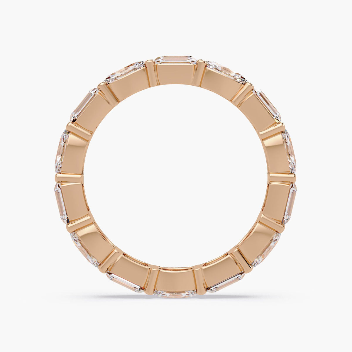 Prong set lab created diamond eternity band in rosegold.