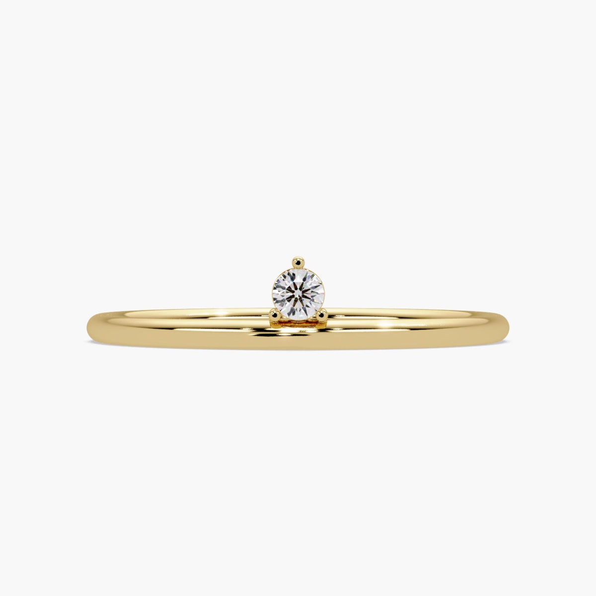 14k yellow gold solitaire diamond ring with single natural diamond in prong setting