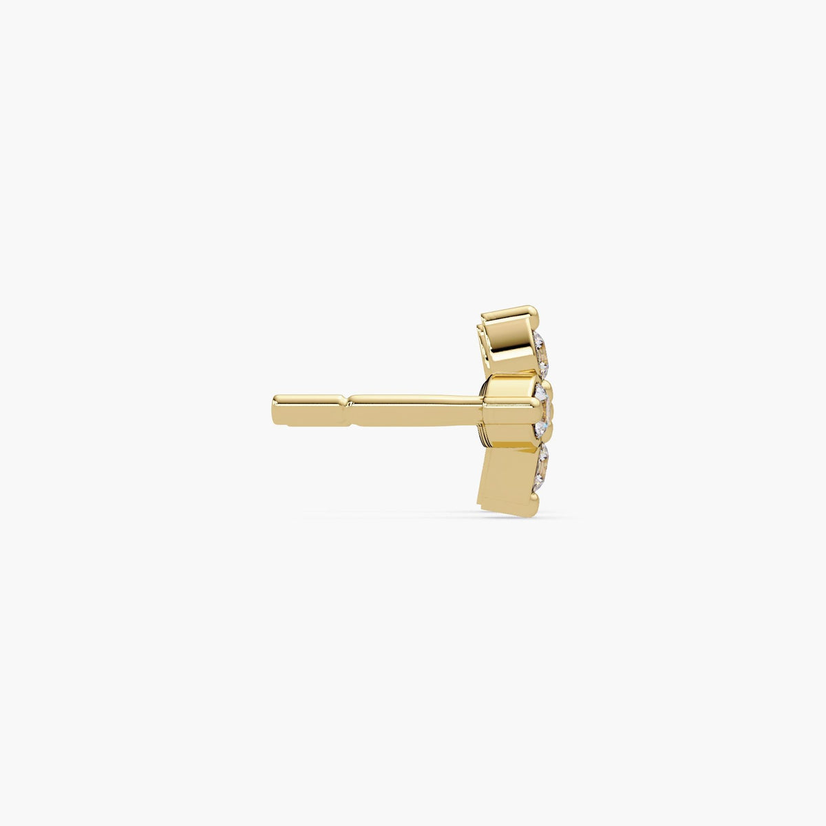 Micro Diamondclover Stud / Natural Diamond Studs 14K Gold / 14K Small Earrings / 14k Gold Women Earrings