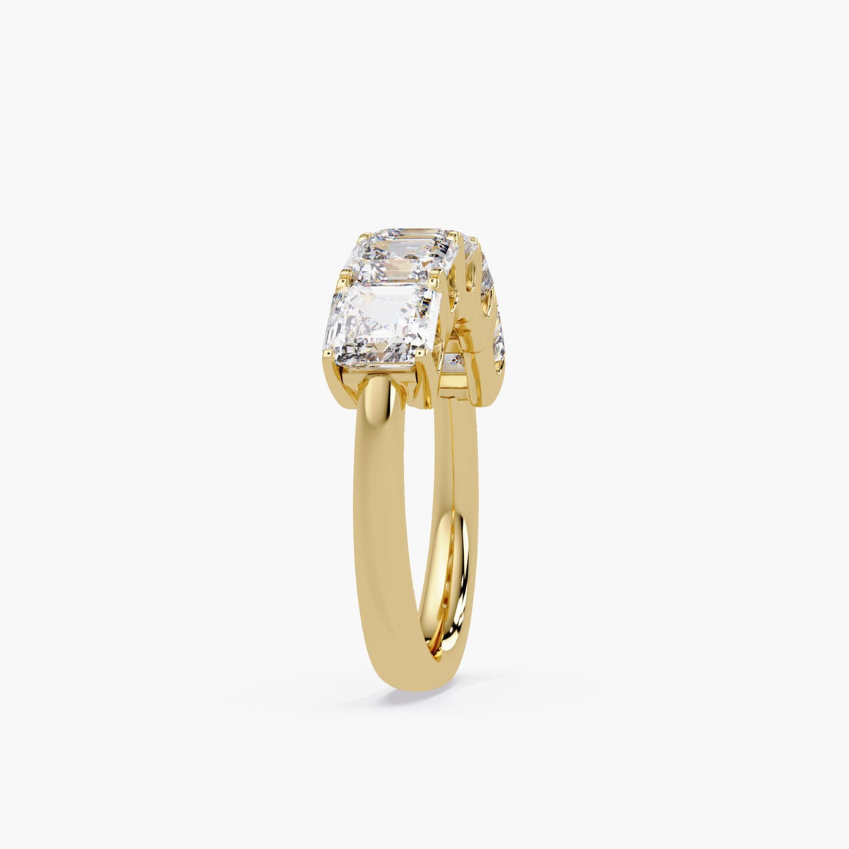 sscher cut lab grown diamonds prong set in 14K gold band