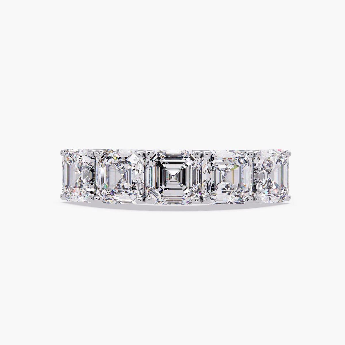 14K white gold five stone Asscher cut diamond band 3.5 CTW