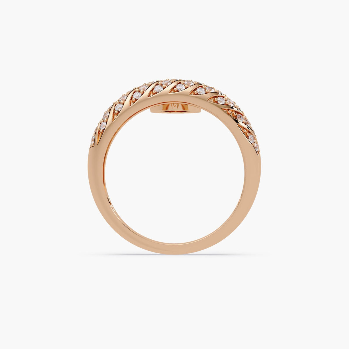 pavé dome band ring showing detailed diamond setting and curved design