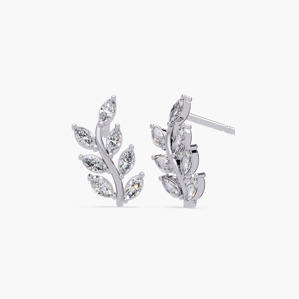 Diamond Leaf Earrings / Gold Leaf Stud Earrings / Stud Earrings Women / 14K Floral Earring / Little Fern Leaf Earrings / Pushback / Stud Earrings in Gold and Sterling Silver / Nature-Inspired Plant Earrings