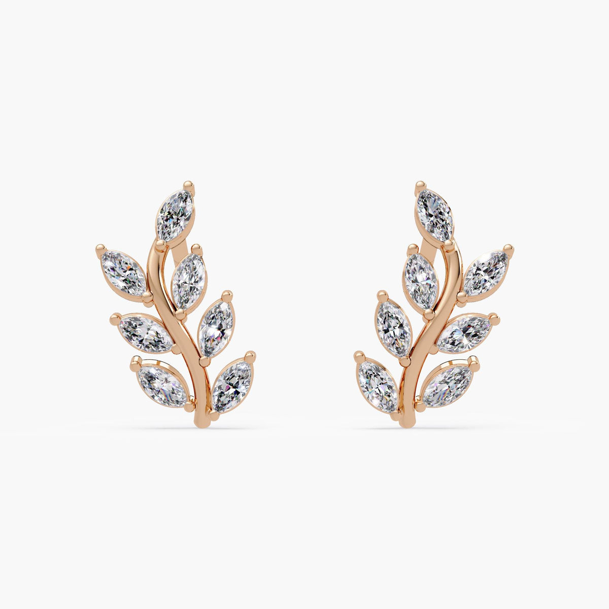 Diamond Leaf Earrings / Gold Leaf Stud Earrings / Stud Earrings Women / 14K Floral Earring / Little Fern Leaf Earrings / Pushback / Stud Earrings in Gold and Sterling Silver / Nature-Inspired Plant Earrings