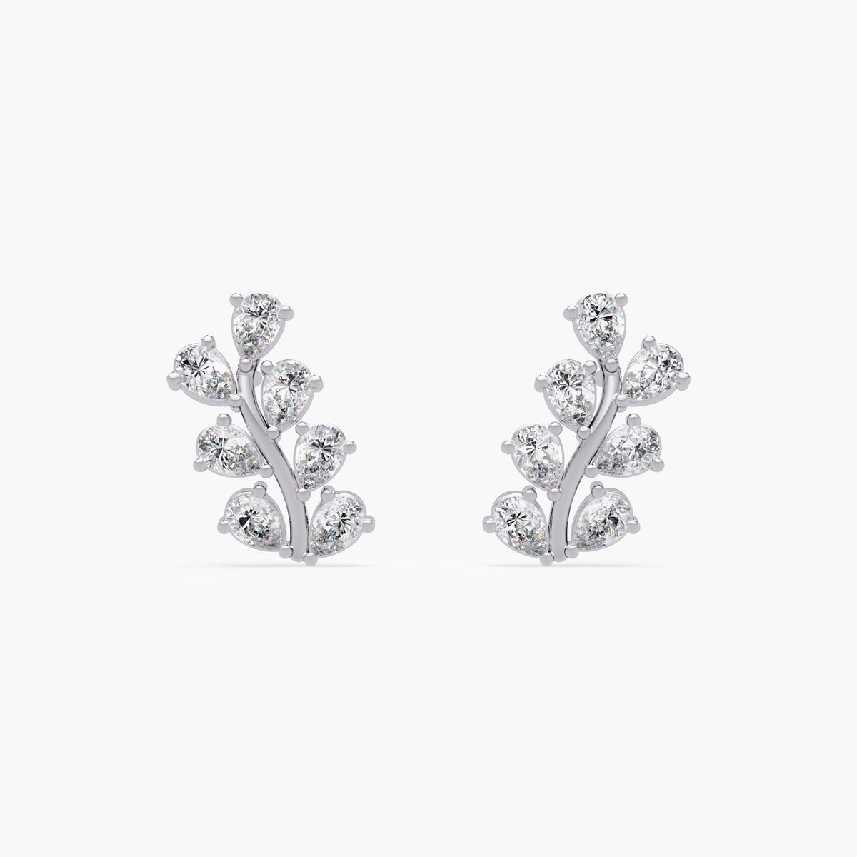 Petite vine diamond earrings in 14K gold featuring pear and round-cut lab diamonds