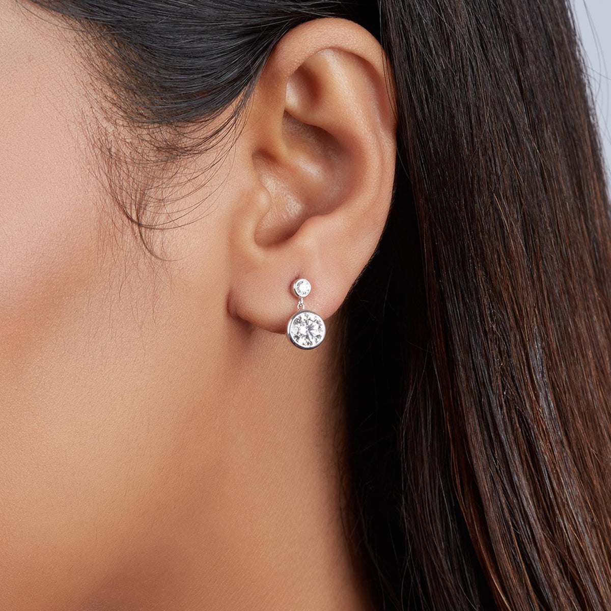 14K Gold Round Lab Grown Diamond Dangle Drop Earrings, 1.80 CTW