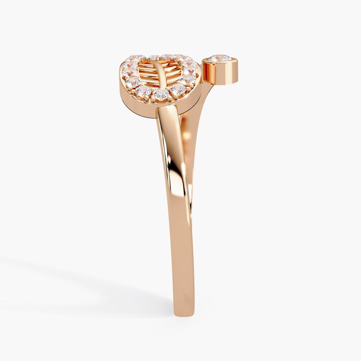 14K Rose Gold Leaf Diamond Ring – Nature Inspired Bypass Design 0.14 CT Lab Grown