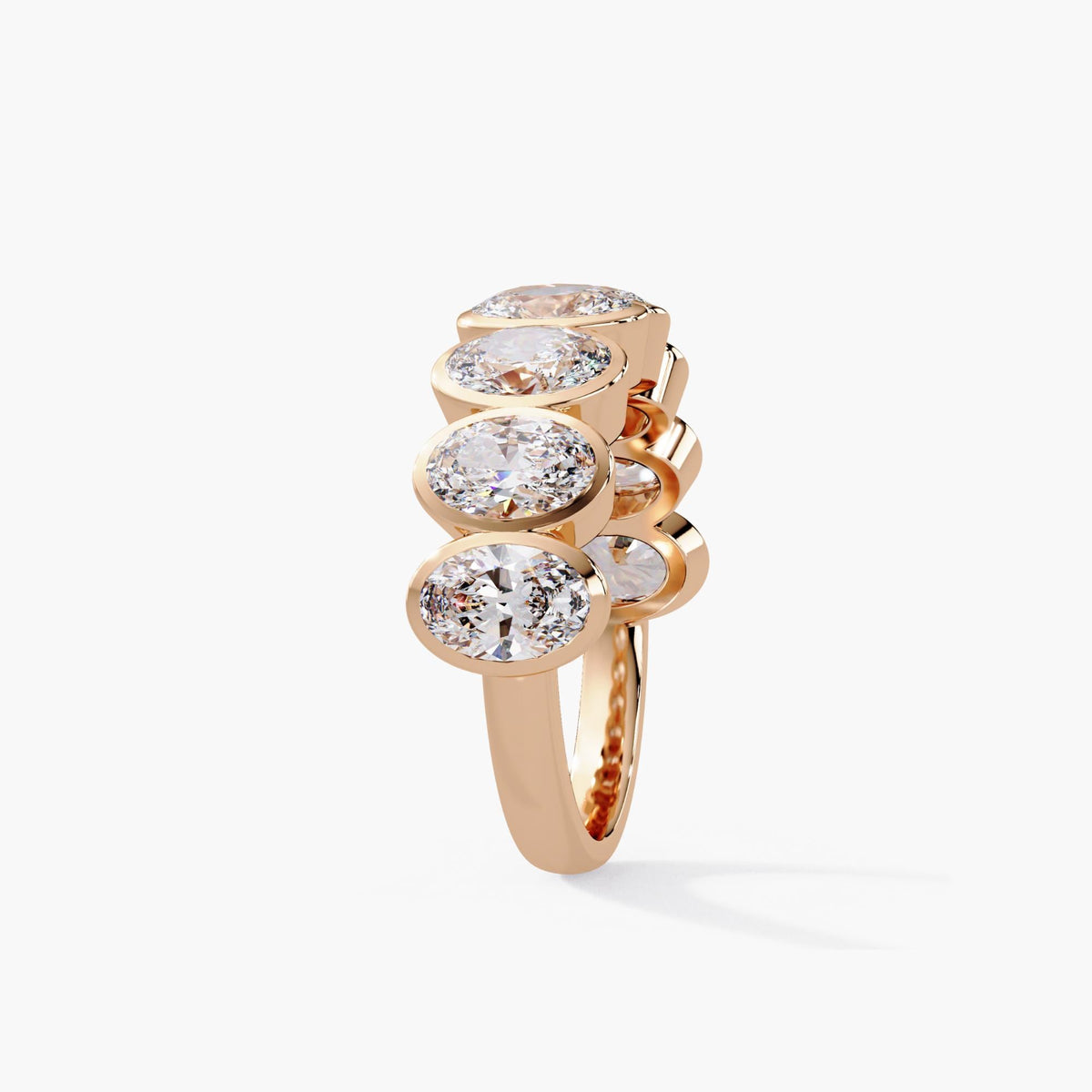 2.40 CTW oval lab-grown diamond bezel band in 14K rose gold