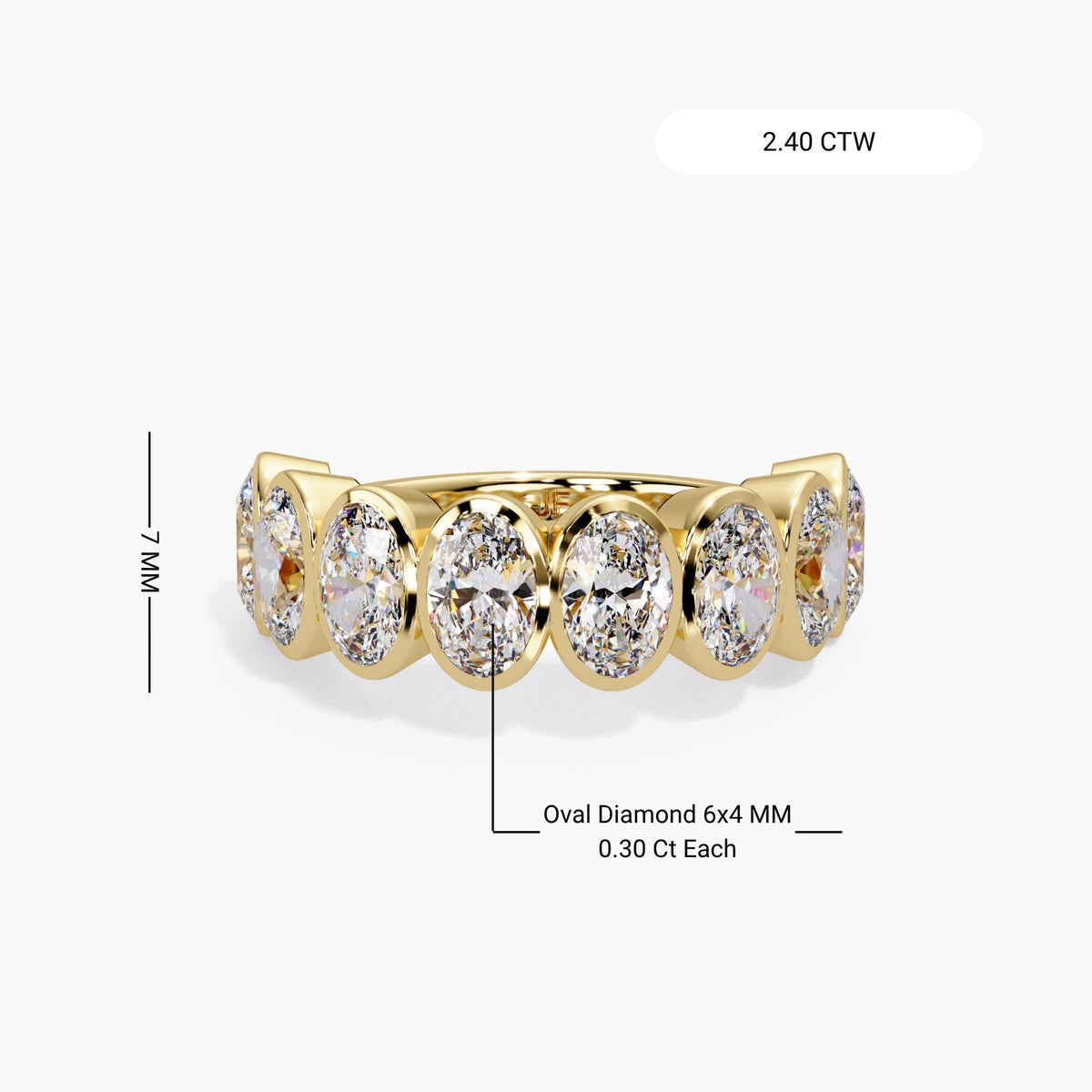 2.40 CTW oval lab-grown diamond bezel band in 14K yellow gold