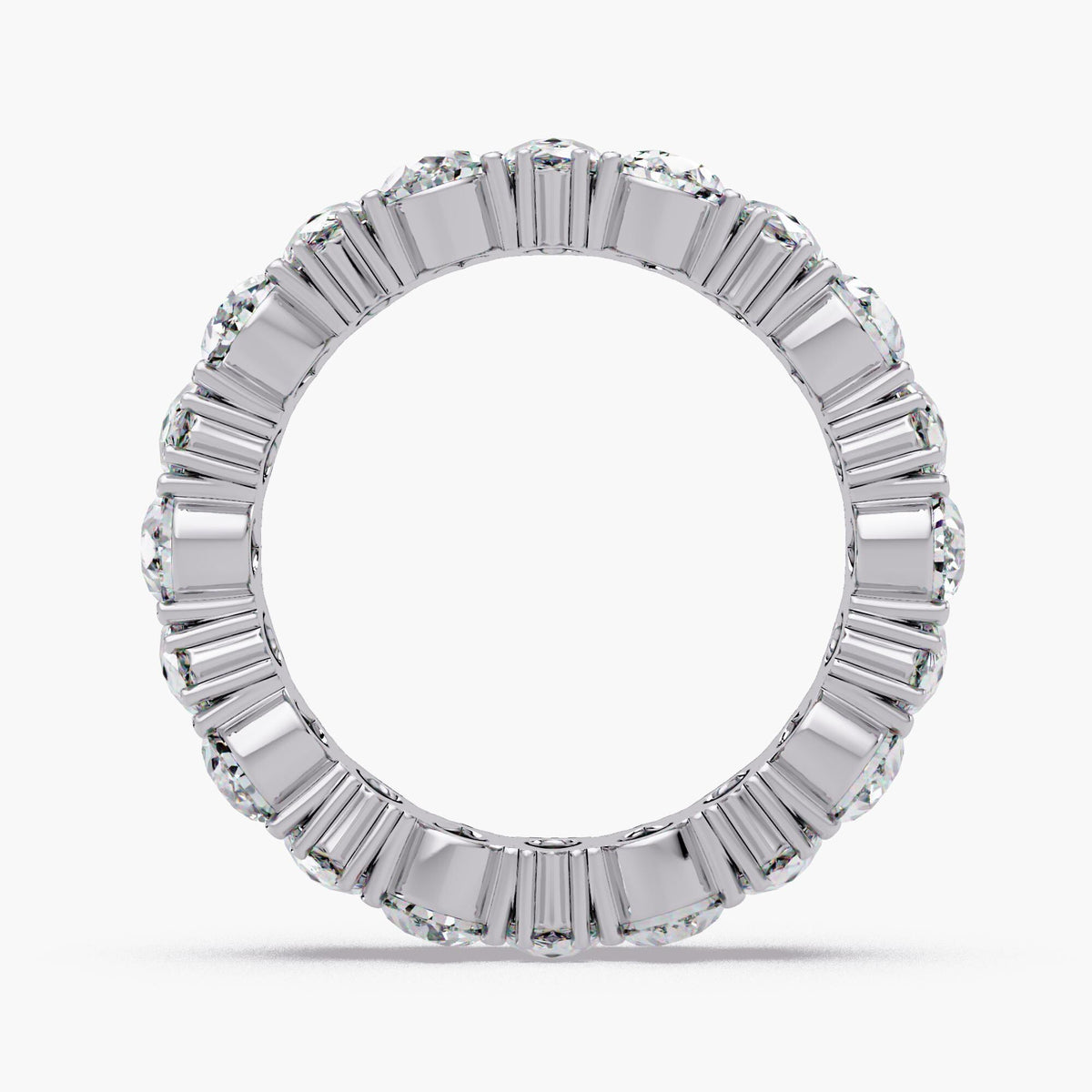 14K white gold pear diamond eternity band showing open pear shaped gallery