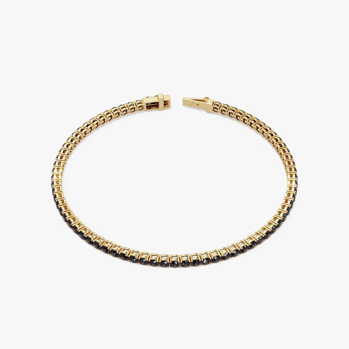 4ctw Black Natural Diamond Tennis Bracelet: 14k Gold Jewelry (6 - 7.5 Inch), Round Diamond