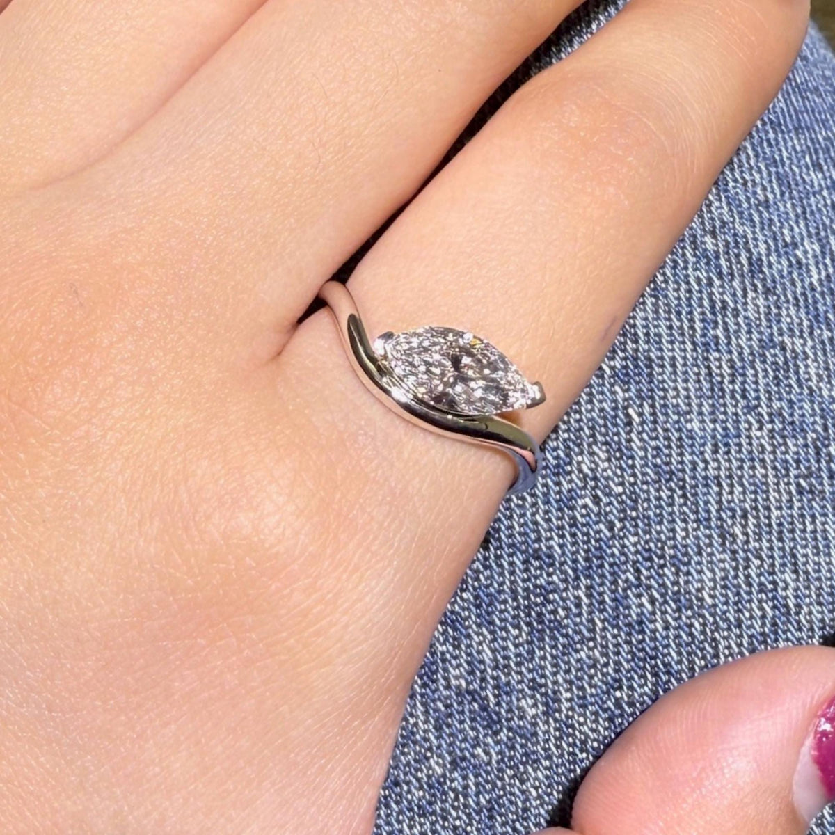 0.75Ct Marquise Lab Grown Diamond Ring: 14K Gold CVD Solitaire Wedding Ring
