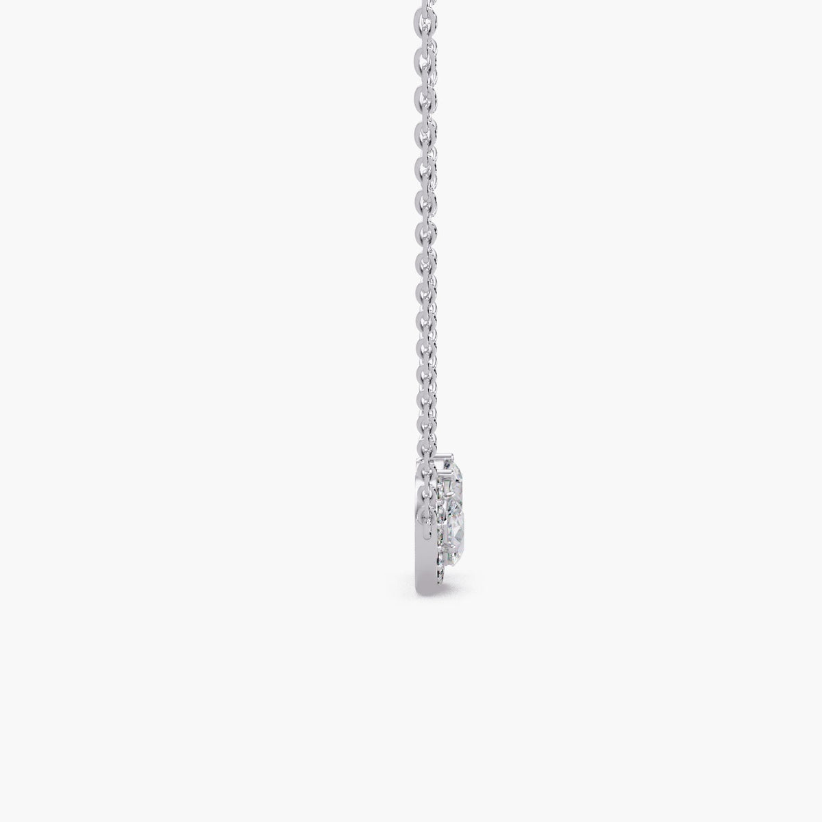 14K white gold toi et moi pendant necklace with lab grown diamonds, halo setting and prong setting, everyday fine jewelry.
