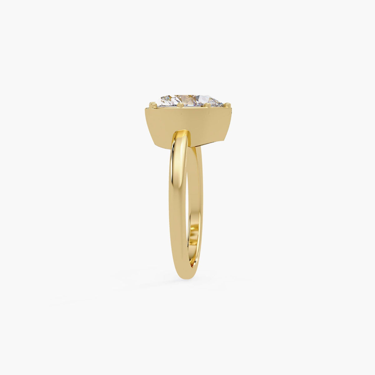 2.5 carat heart shaped lab grown diamond ring in 14k yellow gold showing 8 prong solitaire setting and 2mm band, IGI certified engagement ring for proposal or anniversary gift
