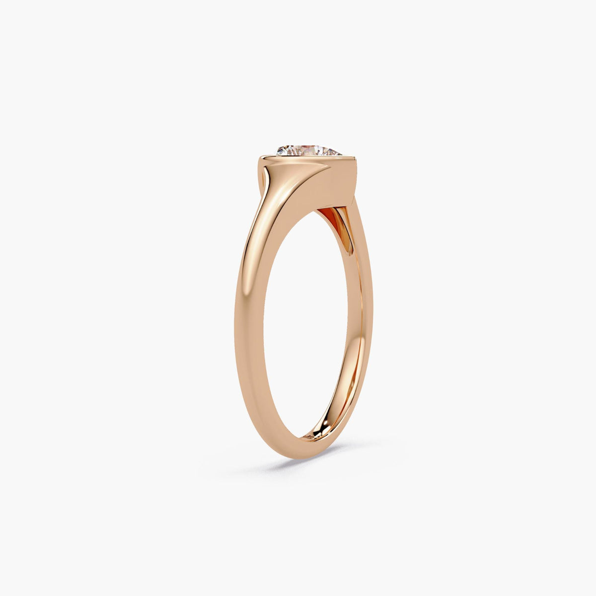 14K rose gold heart bezel lab diamond ring with a 0.50 CT heart cut solitaire, a minimalist heart diamond ring for a promise ring, engagement ring, or Valentine’s Day gift for her.