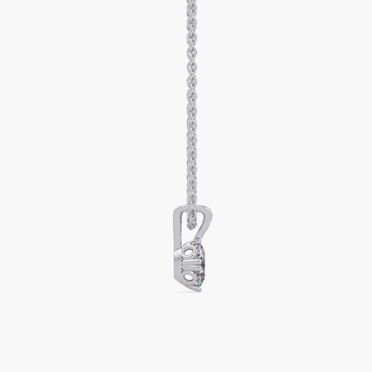 Compass set oval lab grown diamond pendant necklace in 14K white gold, oval solitaire diamond necklace on a dainty cable chain, 0.50–3.00 CTW, anniversary gift or bridal necklace
